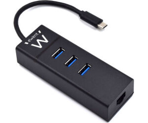 EWENT EW1141 Hub Tipo-C 3Pts.USB 3.1+1pto. GIGABIT