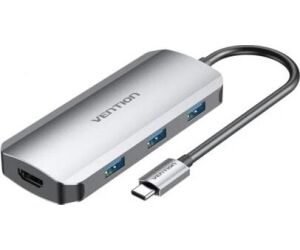 Docking USB Tipo-C Vention TODHB/ 1xHDMI/ 3xUSB/ 1xUSB Tipo-C PD/ Gris