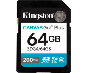 Tarjeta de Memoria Kingston CANVAS Go! Plus 64GB SD XC/ Clase 10/ 200MBs