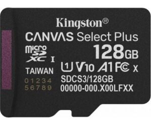 Tarjeta de Memoria Kingston CANVAS Select Plus 128GB microSD XC/ Clase 10/ 150MBs