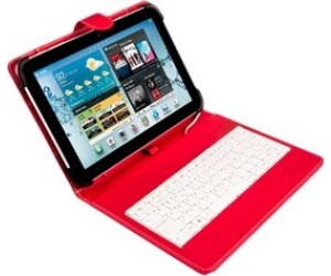 Funda universal silver ht para tablet 9 - 10.1 pulgadas + teclado con cable micro usb rojo - blanco