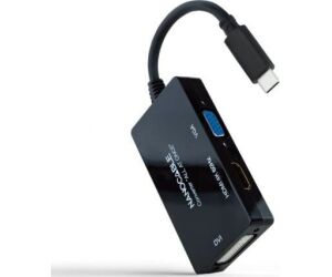 Conversor Nanocable 10.16.4301-ALL/ USB Tipo-C Macho - HDMI Hembra - DVI-I Hembra - VGA Hembra/ 20cm/ Negro