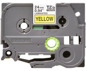 Cinta laminada brother tze651 texto negro sobre fondo amarillo