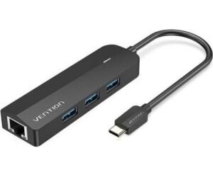Hub USB Tipo-C Vention TGPBB/ 3xUSB/ 1xRJ45/ 1xMicro B PD