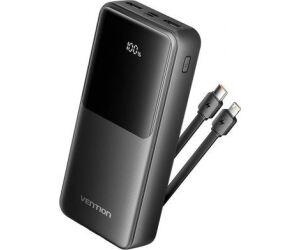 Powerbank 20000mAh Vention FHPB0/ 22.5W/ Negra/ Incluye Cable USB Tipo-C y Lightning