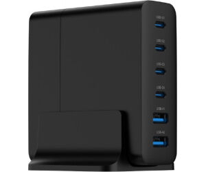 Cargador Rapido Gembird Usb Gan De 6 Puertos 75 W Negro