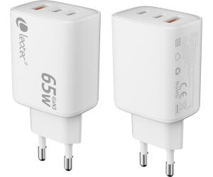 CARGADOR PARED/VIAJE ULTRA SLIM 2xUSB-C/PD + USB-A 65W BLANCO LEOTEC