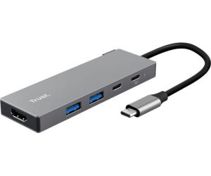 Hub 5 Puertos Usb-c Dalyx Gris Trust