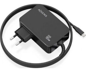 Cargador de Portátil GaN Aisens ASCH-1PD90WL034-BK/ 1xUSB Tipo-C + Cable 1.8m/ 90W/ Automático/ Voltaje 5-20V