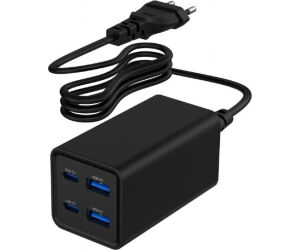 Cargador Rapido Gembird Usb Powerdelivery Gan De 4 Puertos 65 W Negro