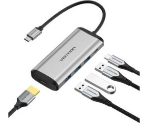 Docking USB Tipo-C Vention CNBHB/ 1xHDMI 4K/ 3xUSB/ 1xUSB Tipo-C PD/ Gris