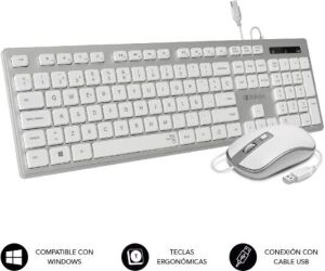 Combo Teclado Raton Subblim Wired Ergo Keys Silent Flat Hq Silver