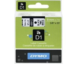 Cinta Rotuladora Adhesiva de Plástico Dymo D1 40913/ para Label Manager/ 9mm x 7m/ Negra-Blanca