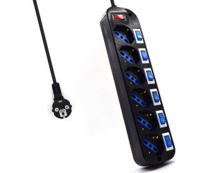 Ewent EW3851 limitador de tensiÃ³n Negro 6 salidas AC 220 V 1,5 m
