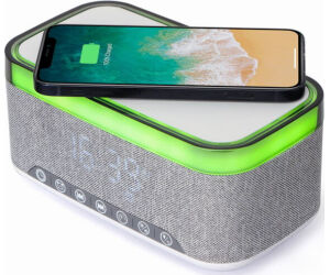 Reloj Despertador Gembird Digital Con Funcion De Carga Inalambrica Blanco-gris