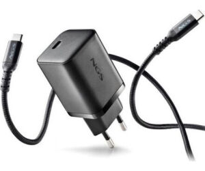 CARGADOR PARED GaN2 USB-C + CABLE 65W NEGRO NGS