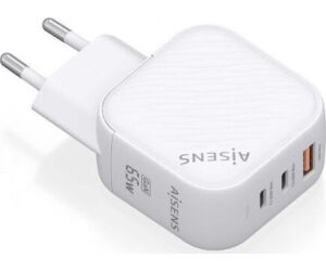 Cargador de Pared GaN Aisens ASCH-65W3P026-W/ 2xUSB Tipo-C/ 1xUSB/ 65W