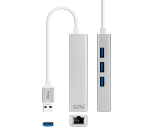 Hub USB 3.0 Nanocable 10.03.0403/ 3xUSB/ 1xRJ45/ Gris