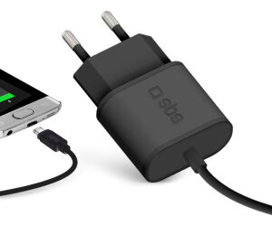 Cargador viaje sbs micro usb 100 - 250v 2100 mah carga rapida negro