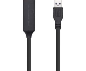 Cable Alargador USB 3.0 con Amplificador Aisens A105-0407/ USB Macho - USB Hembra/ Hasta 9W/ 625Mbps/ 5m/ Negro