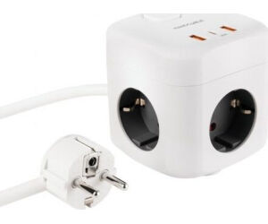 Regleta Nanocable 10.37.0011/ 3 Tomas de corriente/ 2 USB - 1 USB Tipo-C/ Cable 1.4m/ Blanca