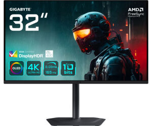GIGABYTE MO32U 31,5" Monitor Gaming OLED 4K UHD - 3840 x 2160, 165Hz, 0.03ms, 250 cd/mÂ², Display HDR True Black 400, HDMI 2.1, DisplayPort 1.4