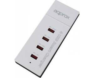 CARGADOR VIAJE/PARED 4 PUERTOS USB 1x2A + 3x1A BLANCO APPROX