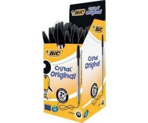 Caja de Bolígrafos de Tinta de Aceite Bic Cristal Original 8373639/ 50 unidades/ Negros