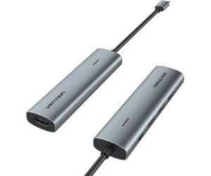 Docking USB Tipo-C Vention TGGHB/ 3xUSB/ 1xHDMI 4K/ 1xUSB Tipo-C PD/ Gris