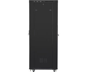 Armario Lanberg Rack 19? 27u 800x1000 Flat Pack Negro Puerta De Cristal Con Lcd