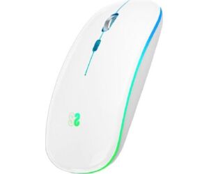RatÓn Óptico InalÁmbrico 2.4g Y Bt Rgb Led Dual Flat Mouse White