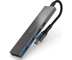 Nilox Hub Usb c, 3xUSB-A Y 1xUSB-C, Gris