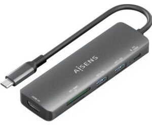 Usb-c Dock Aisens 6 En 1 Usb-c A Hdmi 2xusb-a Usb-c Pd 100w Sd Micro Sd