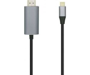 Cable Conversor Aisens A109-0393/ USB Tipo-C Macho - HDMI Macho/ Hasta 27W/ 1250Mbps/ 1.8m/ Negro