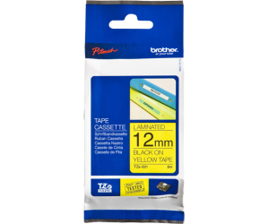 Cinta laminada brother tze631 12mm x 8m amarillo - negro