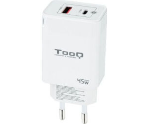 Tooq Cargador pared GAN USB-C/PD+USB-A/QC 45W