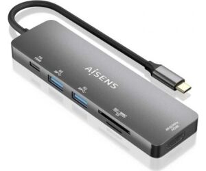 Docking USB Tipo-C Aisens ASUC-6P016-GR/ 1xHDMI 4K/ 2xUSB/ 1xLector Tarjetas/ 1xUSB Tipo-C PD/ Gris