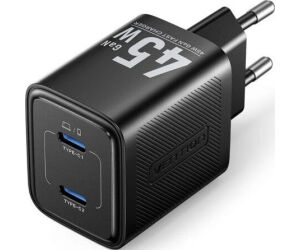 Cargador de Pared GaN Vention FEFB0-EU/ 2xUSB Tipo-C/ 45W