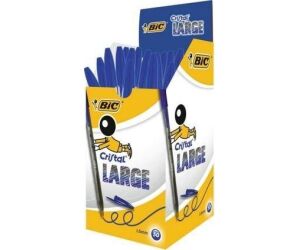 Caja de Bolígrafos de Tinta de Aceite Bic Cristal Large 880656/ 50 unidades/ Azules