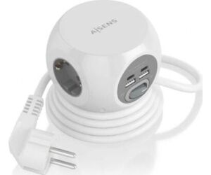 Regleta con Interruptor Aisens ASPS-2A2C04-W/ 3 Tomas de Corriente/ 2 USB Tipo-C/ 2 USB/ Cable 1.4m/ Blanco