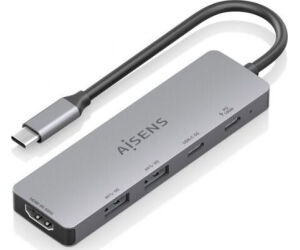 Usb-c Dock Aisens 5 En 1 Hdmi 2xusb-a Usb-c Usb-c Pd Gris 15cm