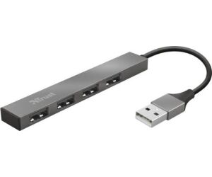 Hub USB 2.0 Trust Halyx/ 4xUSB/ Gris