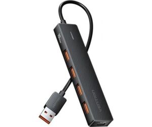 Hub USB 3.2 Vention CHOBB/ 4xUSB/ 1xUSB Tipo-C PD/ 15cm/ Negro