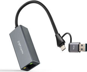 Adaptador USB Macho + USB Tipo-C Macho - RJ45 Nanocable 10.03.0411/ 1000Mbps