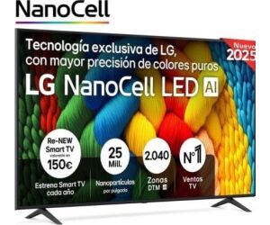 Televisor LG NanoCell 75NANO80A6B 75"/ Ultra HD 4K/ Smart TV/ WiFi