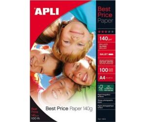 Papel Fotográfico Apli Bestprice 11804/ DIN A4/ 140g/ 100 Hojas/ Brillante