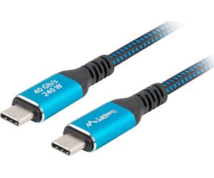 Cable Usb-c 4.0 Lanberg Macho/macho 1m 240w 8k 60hz Negro/azul