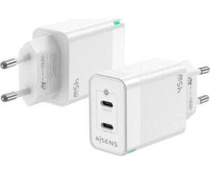 Cargador Gan Aisens 45w 2xusb-c Pd3.0 Qc4.0 Blanco