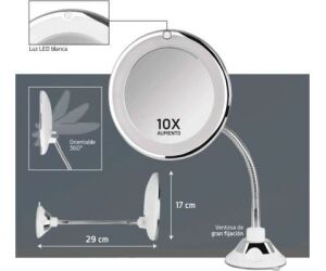 Espejo Cosmético de Pared con Luz Orbegozo ESP 1020/ Telescópico/ Ø17cm