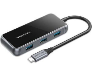 Hub USB Tipo-C Vention TFDHB/ 4xUSB/ 1xUSB Tipo-C PD/ Gris